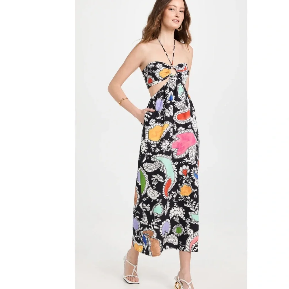 Mara Hoffman Laila Paisley Cut Out Organic Cotton Maxi Dress Size L - Picture 4 of 16